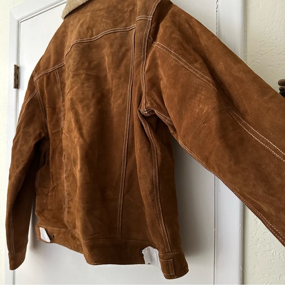 NEW Scully Rodeo Men’s Aztec Boar Suede Jean Sherpa Buttonup Jacket Brown 3XL - Picture 13 of 15